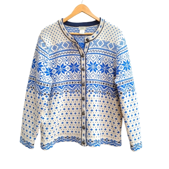L.L. Bean Sweaters - L.L.Bean Fair Isle Cardigan with Metal Buttons